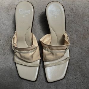 Nude slouchy sandals